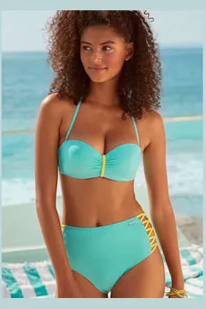 Venice Beach Bas de maillot de bain taille haute design contrasté -