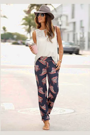 Lascana Pantalon de plage ceinture à empiècement smocké au dos -