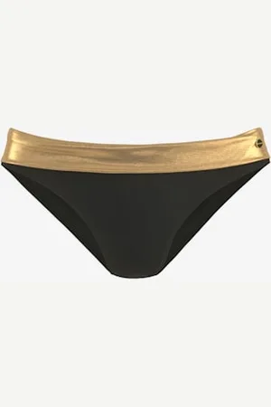 Lascana Bas de maillot de bain couleur unie avec ceinture à revers couleur or -