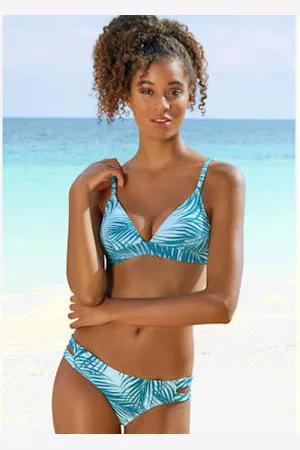 Lascana Haut de bikini triangle imprimé palmiers tendance -