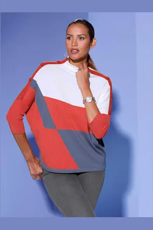 CRÉATION L Pull à manches 3/4 mélange de lyocell et de viscose de qualité -