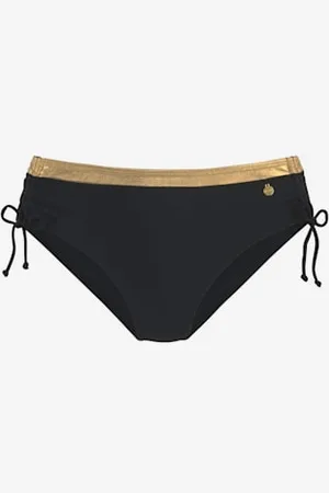 Lascana Bas de maillot de bain couleur unie avec empiècement couleur or -