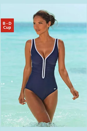 Lascana Maillot de bain coupe sportive avec passepoil contrasté -