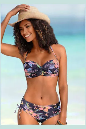Lascana Haut de bikini bandeau à armatures design floral -