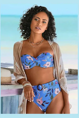 QS by s.Oliver Haut de bikini bandeau à armatures imprimé floral moderne -