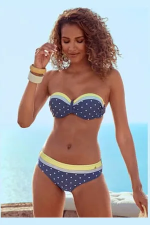 Lascana Haut de bikini bandeau à armatures imprimé à pois et rayures -