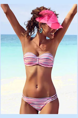 Venice Beach Maillot de bain bandeau à armatures design rayé coloré -
