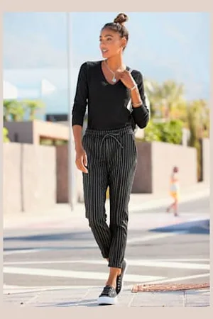 vivance collection Pantalon de jogging pantalon avec ceinture élastique -