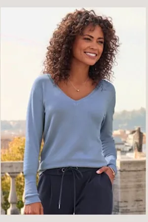 vivance collection Pull à encolure en v col v classique -