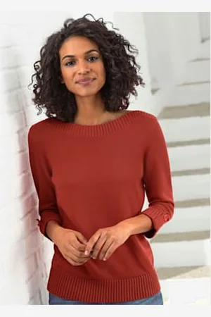 COLLECTION L. Pull femme manches 3/4 revers boutonnés -