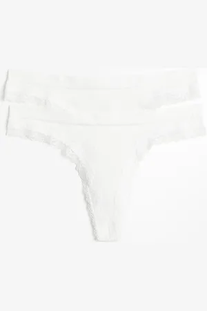H&M Lot de 2 culottes Thong Seamless avec dentelle