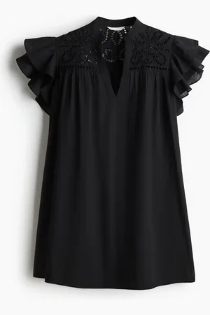 H&M Robe à manches volantées avec broderie anglaise