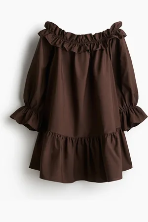 H&M Robe épaules nues en popeline