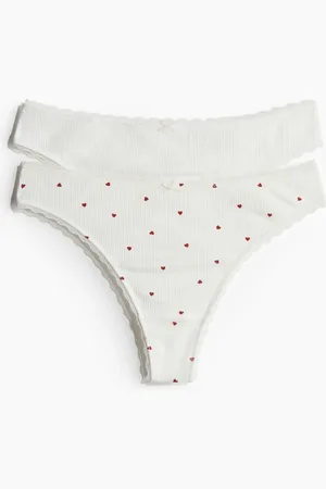 H&M Lot de 2 culottes Thong en pointelle