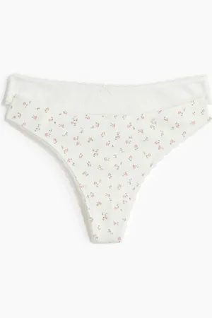 H&M Lot de 2 culottes Thong en pointelle