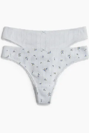 H&M Lot de 2 culottes Thong en pointelle