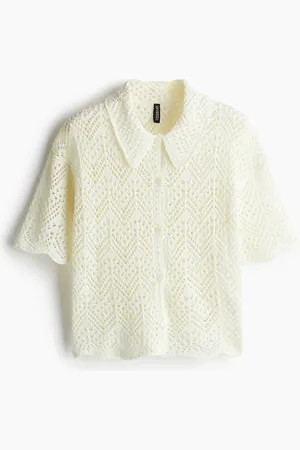H&M Chemise à manches courtes en maille pointelle