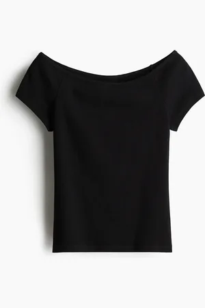 H&M Top épaules nues côtelé