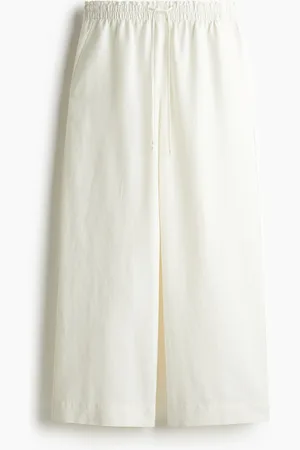 H&M Pantalon Cropped en lin mélangé