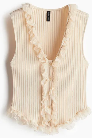 H&M Débardeur côtelé avec dentelle