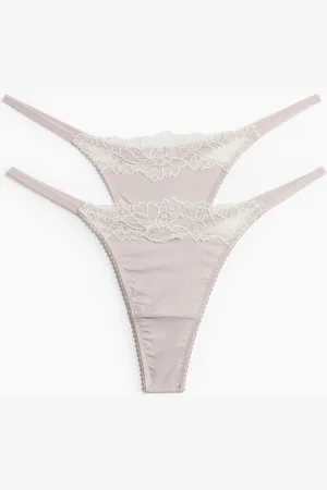 H&M Lot de 2 strings Tanga en microfibre et dentelle