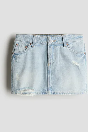H&M Worn-out-detail denim skirt