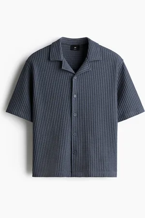 H&M Chemise gaufrée Loose Fit avec col cubain