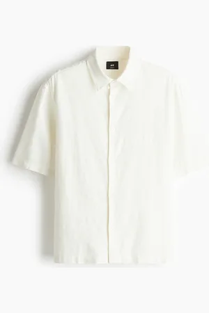 H&M Chemise à manches courtes Loose Fit en lin mélangé