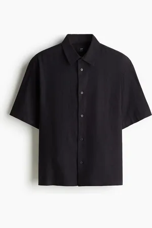 H&M Chemise à manches courtes Loose Fit en lin mélangé