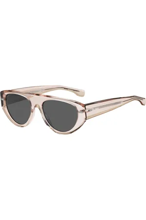 HUGO BOSS Lunettes de soleil rose translucide en bio-acétate avec rivets à motif