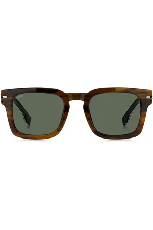 HUGO BOSS Lunettes de soleil en acétate à motif avec garnitures en métal argenté