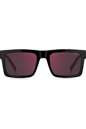 HUGO BOSS Lunettes de soleil noires avec détails rouges emblématiques