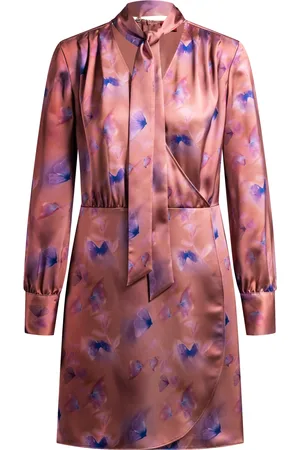 HUGO BOSS Robe portefeuille à imprimé papillons avec poignets boutonnés