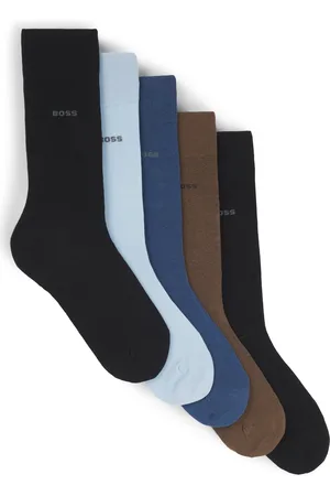 HUGO BOSS Lot de cinq paires de chaussettes mi-mollet en coton mélangé
