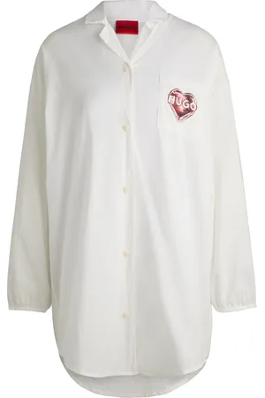 HUGO BOSS Chemise de nuit en popeline de coton à logo cœur imprimé