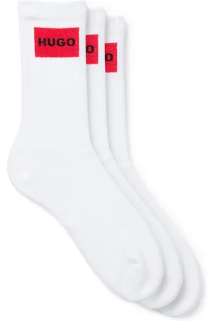 HUGO BOSS Lot de trois paires de chaussettes courtes avec étiquettes logotées rouges