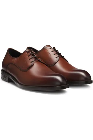 HUGO BOSS Chaussures derby en cuir à double surpiqûre