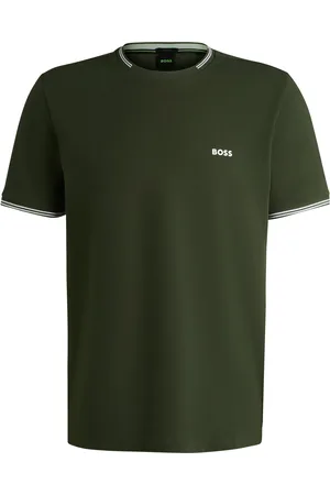 HUGO BOSS T-shirt en coton stretch avec rayures et logo
