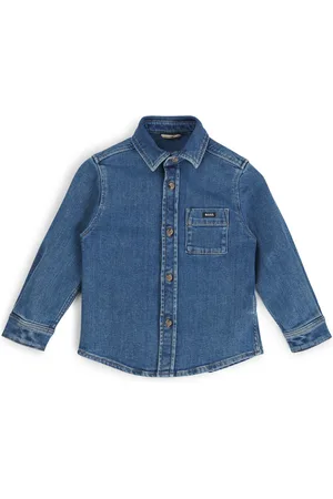 HUGO BOSS Chemise à manches longues en denim de coton stretch pour enfant