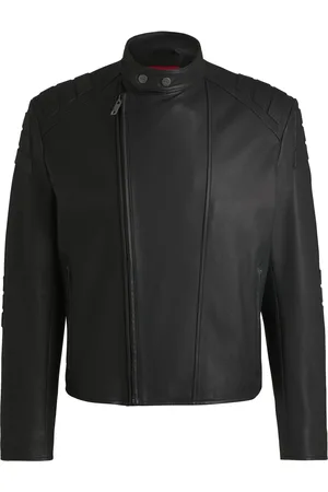 HUGO BOSS Veste en cuir d’inspiration sport automobile avec détails en relief
