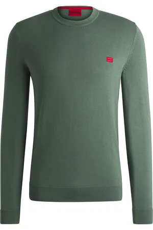 HUGO BOSS Pull en coton avec étiquette logotée rouge