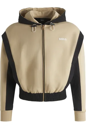 HUGO BOSS Sweat zippé à capuche en coton mélangé color block
