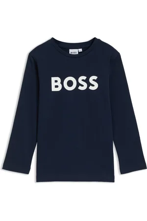 HUGO BOSS T-shirt à manches longues en coton pour enfant avec logo contrastant