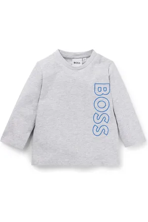 HUGO BOSS T-shirt à manches longues en coton avec logo vertical pour enfant