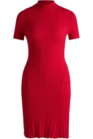 HUGO BOSS Robe Slim en crêpe côtelé