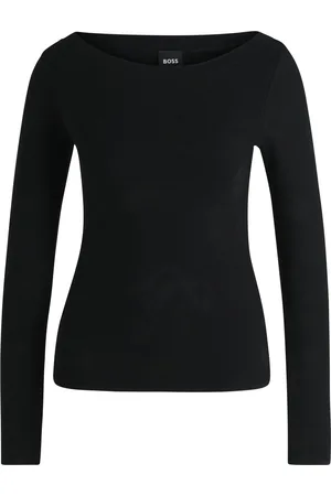 HUGO BOSS Pull à col large en jacquard stretch