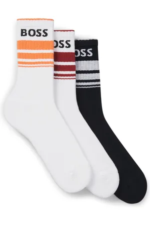 HUGO BOSS Lot de trois paires de chaussettes basses à rayures et logo