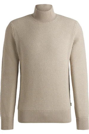 HUGO BOSS Pull à col montant en coton et laine vierge