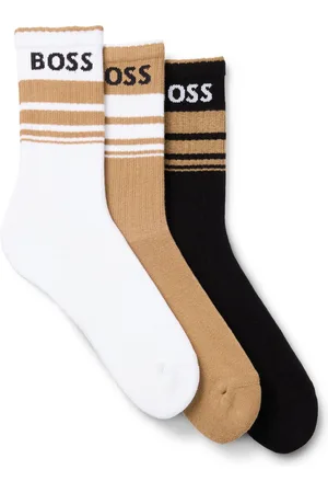 HUGO BOSS Lot de trois paires de chaussettes basses à rayures et logo