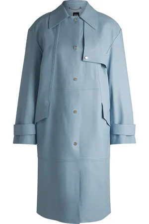 HUGO BOSS Trench en cuir avec finitions argentées